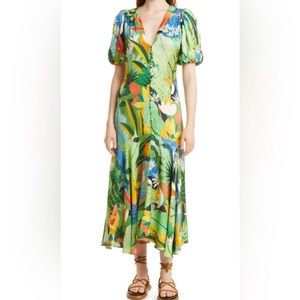 Brand new Farm Rio Vintage Toucan MIDI Dress size L